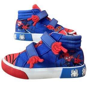 Marvel Spider-Man Toddler High Top Sneakers Size 1 Hook Loop Zip Shoes